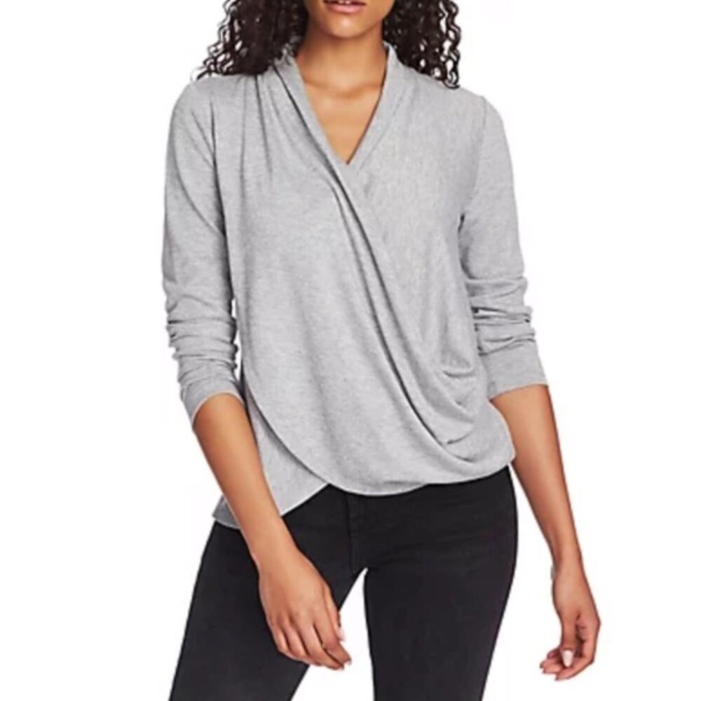 Revolve 1. State Cross Front Cozy Knit Top in Silver Heather S - Picture 14 of 14